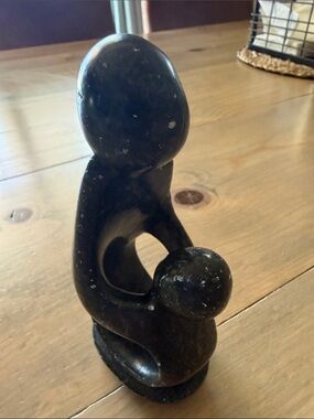 Abstract Black Stone Sculpture - Modern Home Art